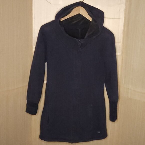 The North Face Blue Parka Length Knit Faux Fur Lined Coat Large - Picture 1 of 9